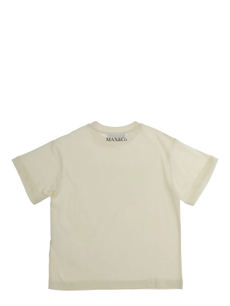 White Crewneck T-Shirt with Print on the Front in Cotton Girl alternative