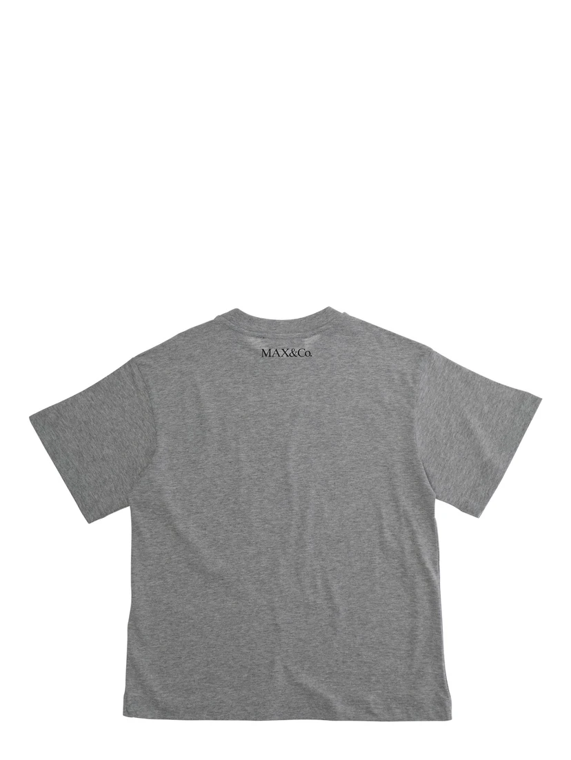 Grey Crewneck T-Shirt with Print on the Front in Cotton Girl