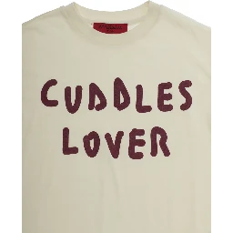 White Crewneck T-Shirt with Print on the Front in Cotton Girl