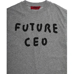 Grey Crewneck T-Shirt with Print on the Front in Cotton Girl