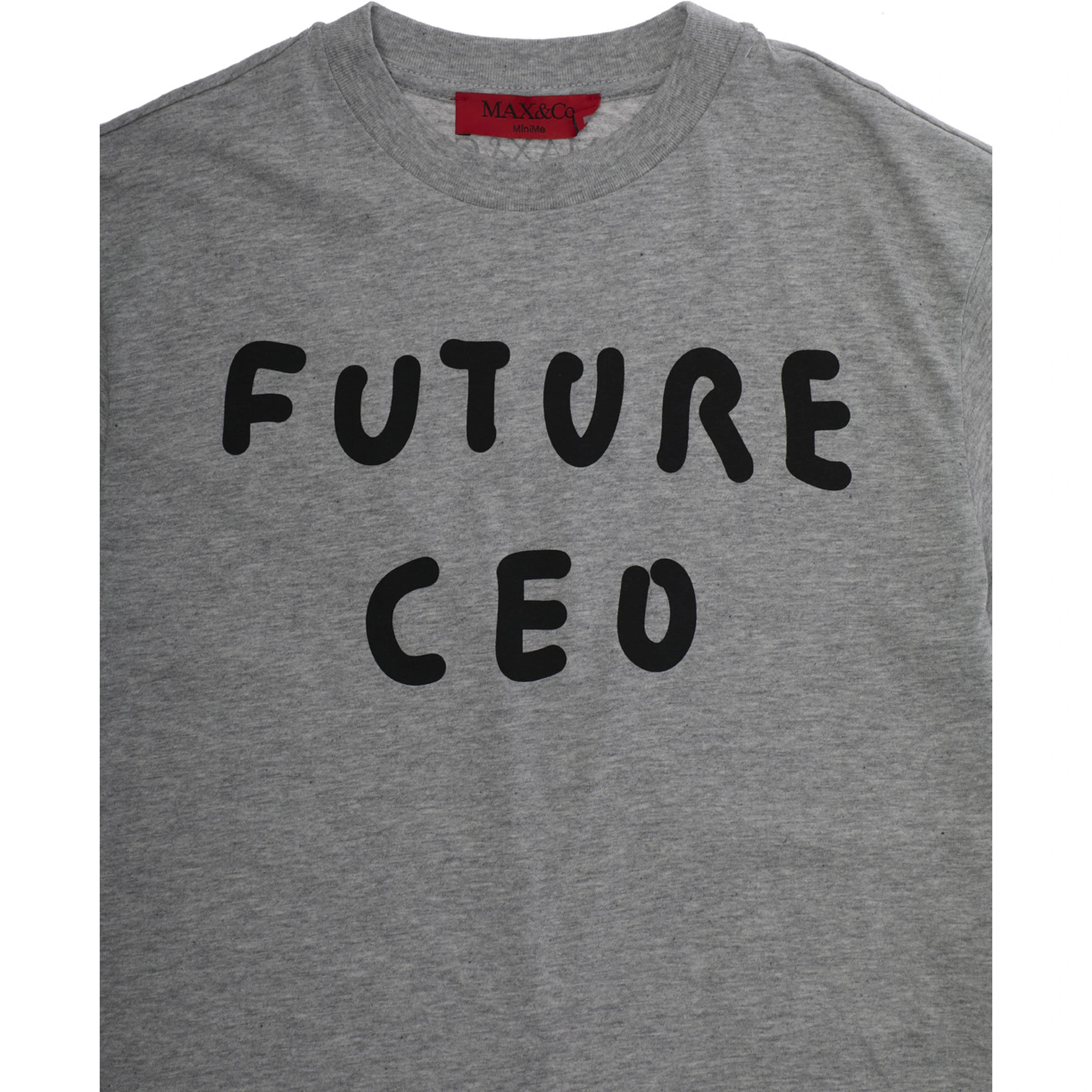 Grey Crewneck T-Shirt with Print on the Front in Cotton Girl