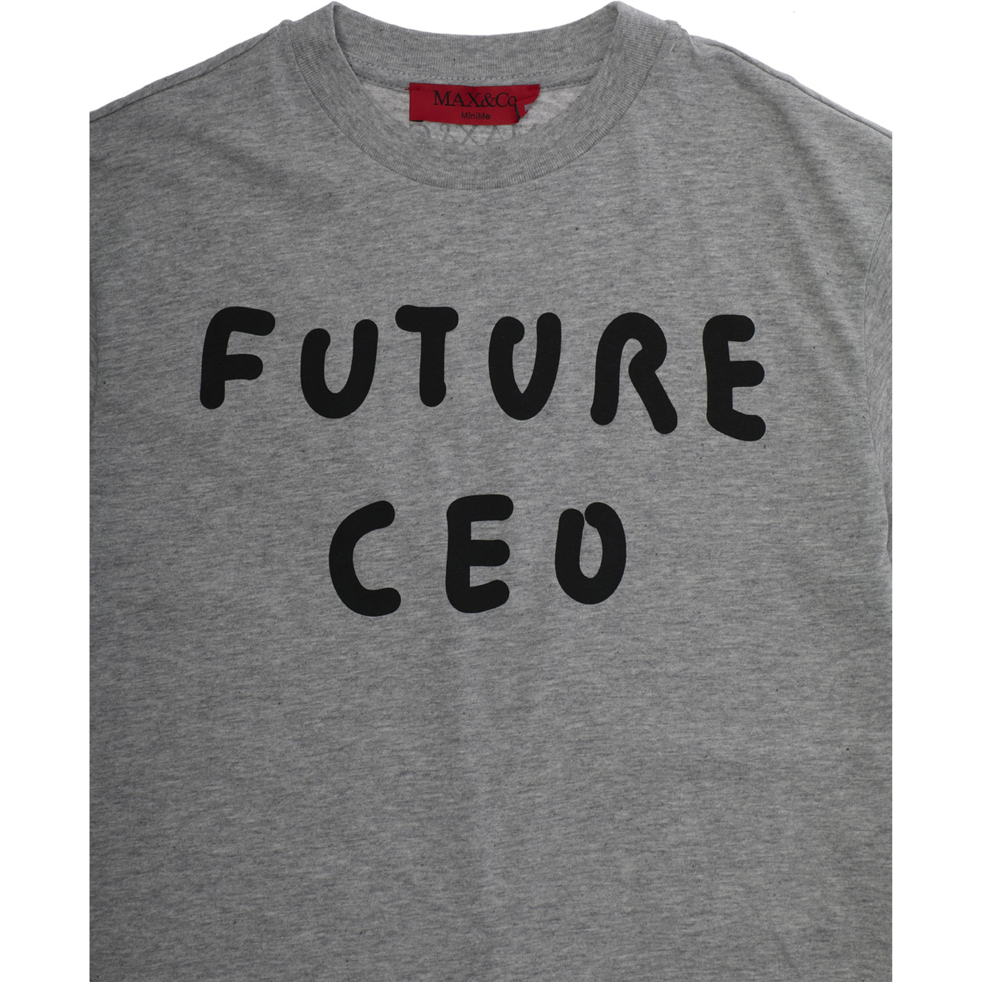 Grey Crewneck T-Shirt with Print on the Front in Cotton Girl