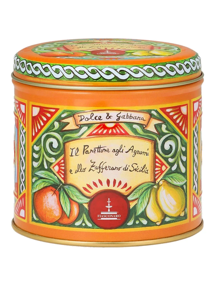100 g Sicilian Citrus and Saffron Panettone with Green Tin Box
