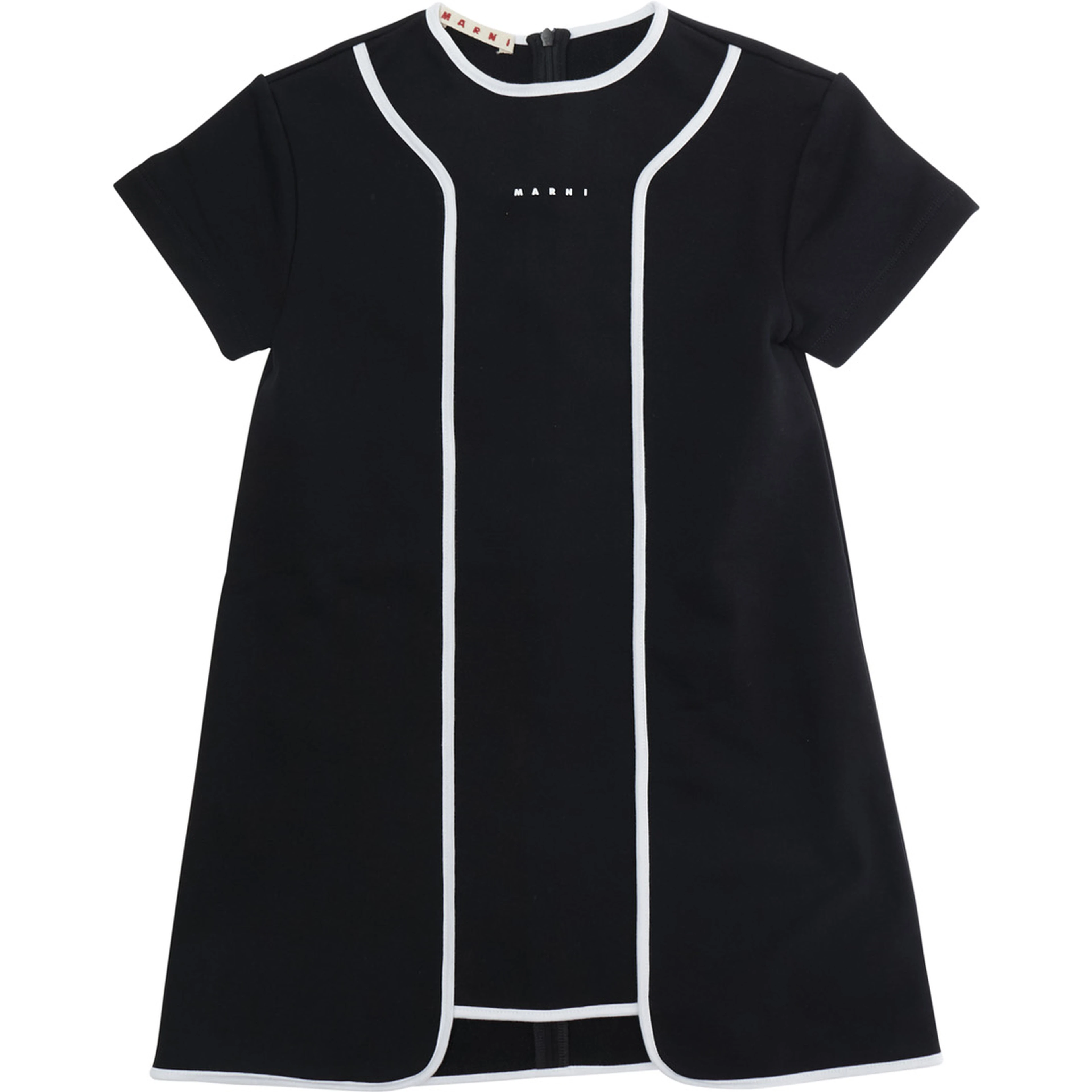 Black Dress with Logo Lettering on the Front and Contrasting Details on the Front in Cotton Girl