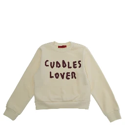 White Crewneck Sweatshirt with Print on the Front in Cotton Girl