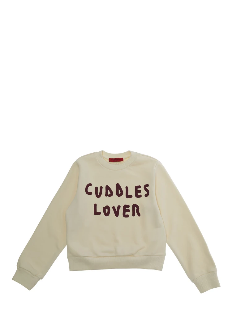 White Crewneck Sweatshirt with Print on the Front in Cotton Girl