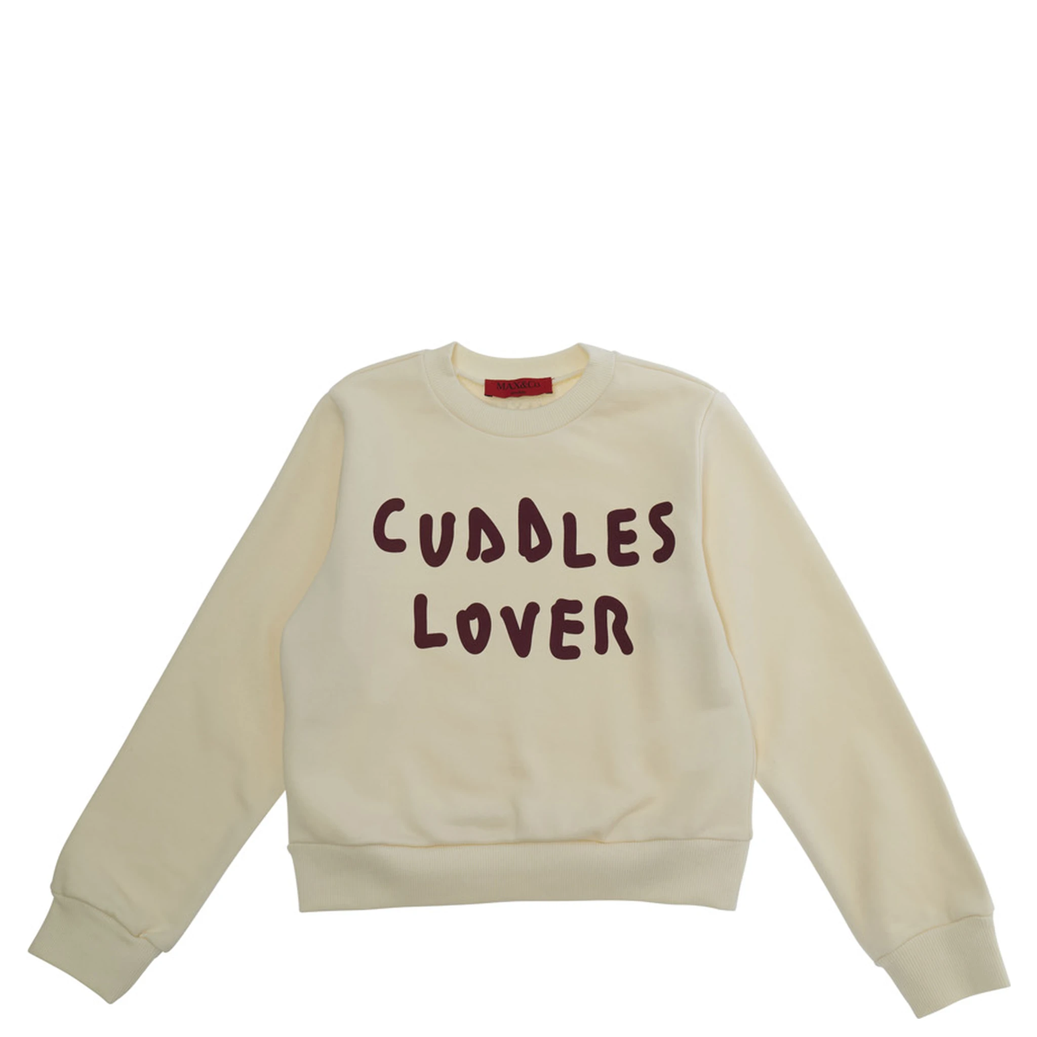 White Crewneck Sweatshirt with Print on the Front in Cotton Girl