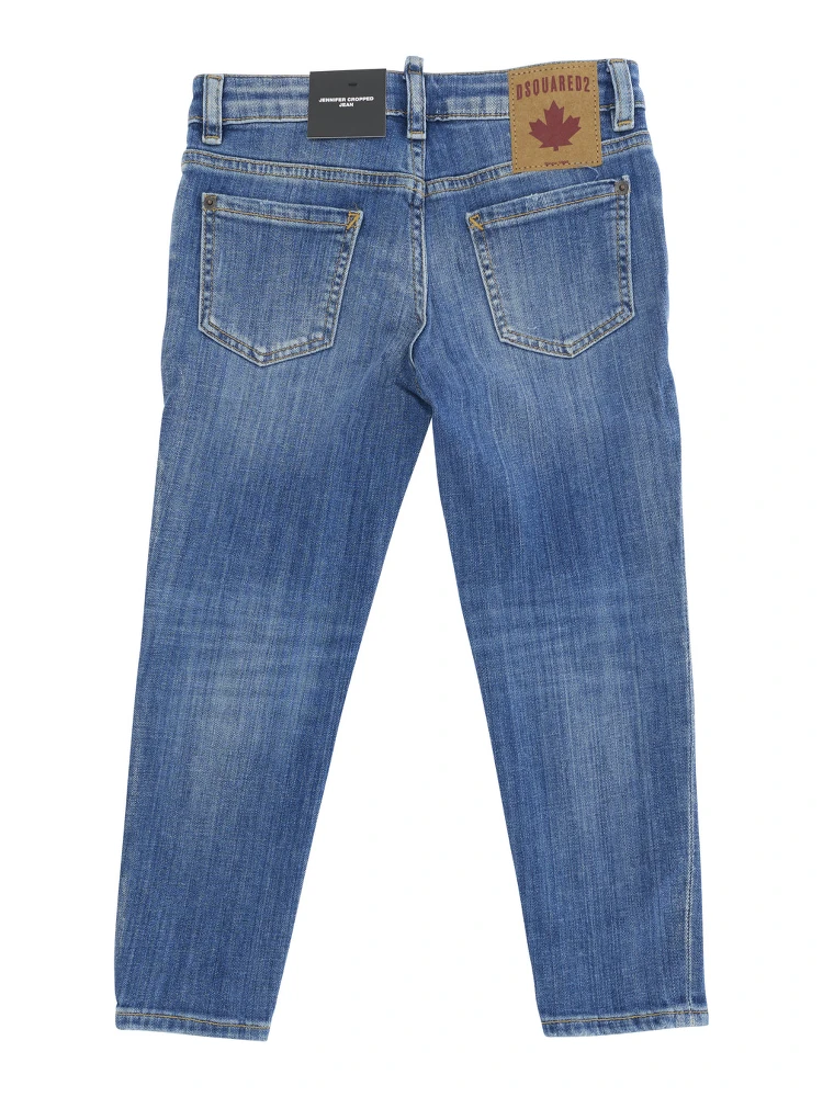 Jennifer Blue Jeans with Ripped Details and Logo Patch on the Rear in Denim Girl