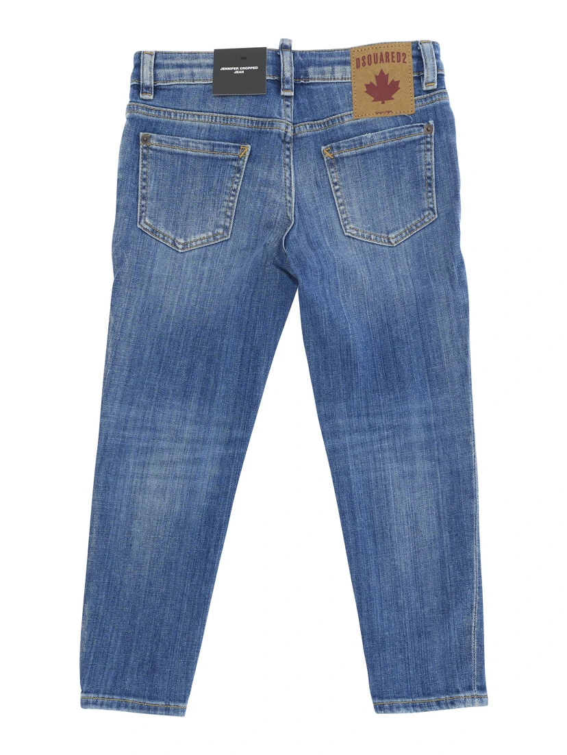 Jennifer Blue Jeans with Ripped Details and Logo Patch on the Rear in Denim Girl