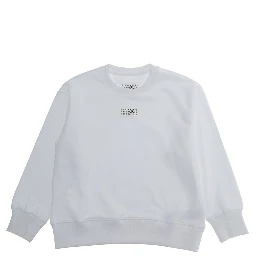 White Crewneck Sweatshirt with Numeric Logo on the Front in Cotton Boy