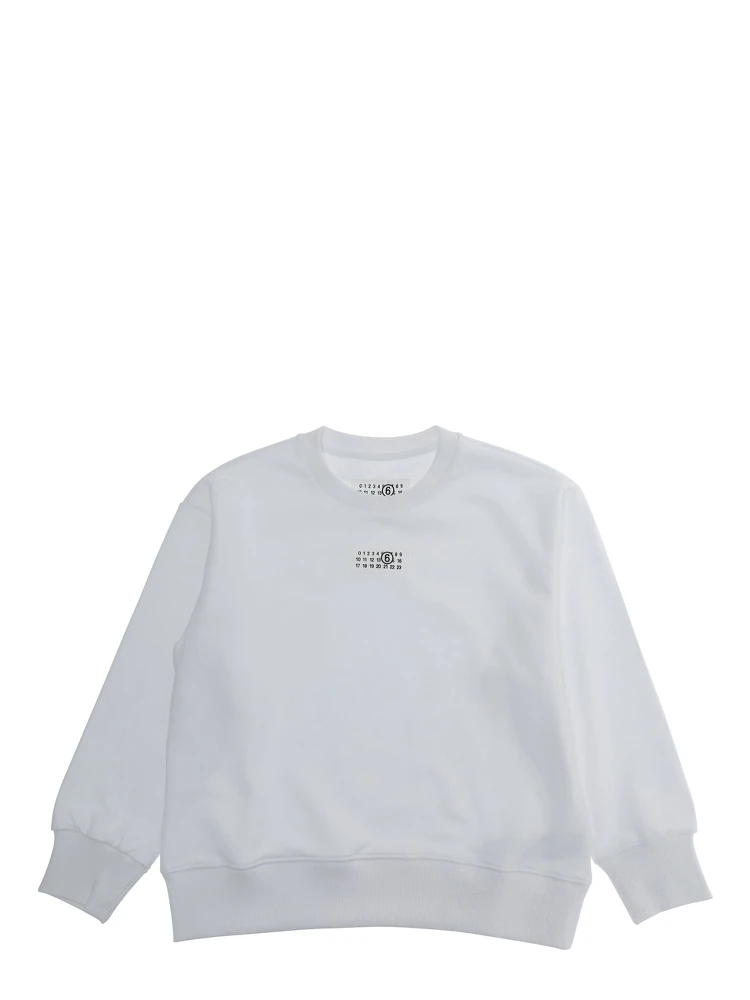 White Crewneck Sweatshirt with Numeric Logo on the Front in Cotton Boy