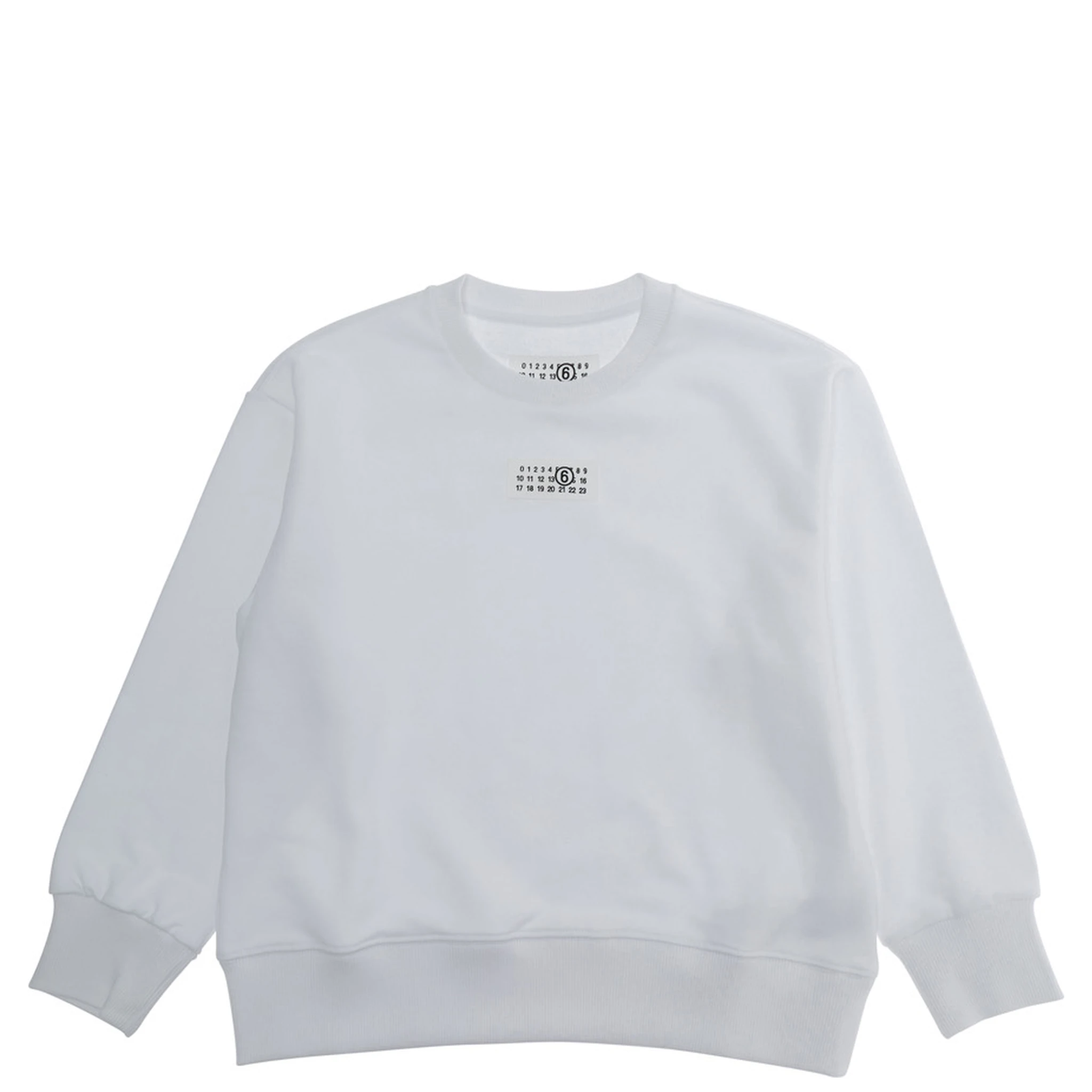 White Crewneck Sweatshirt with Numeric Logo on the Front in Cotton Boy