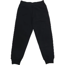 Black Pants with Elastic Waist and Logo Lettering on the Front in Cotton Boy