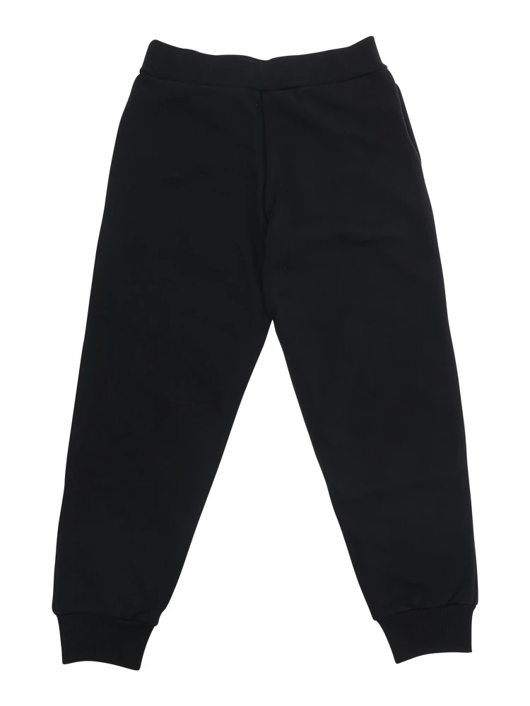 Black Pants with Elastic Waist and Logo Lettering on the Front in Cotton Boy alternative