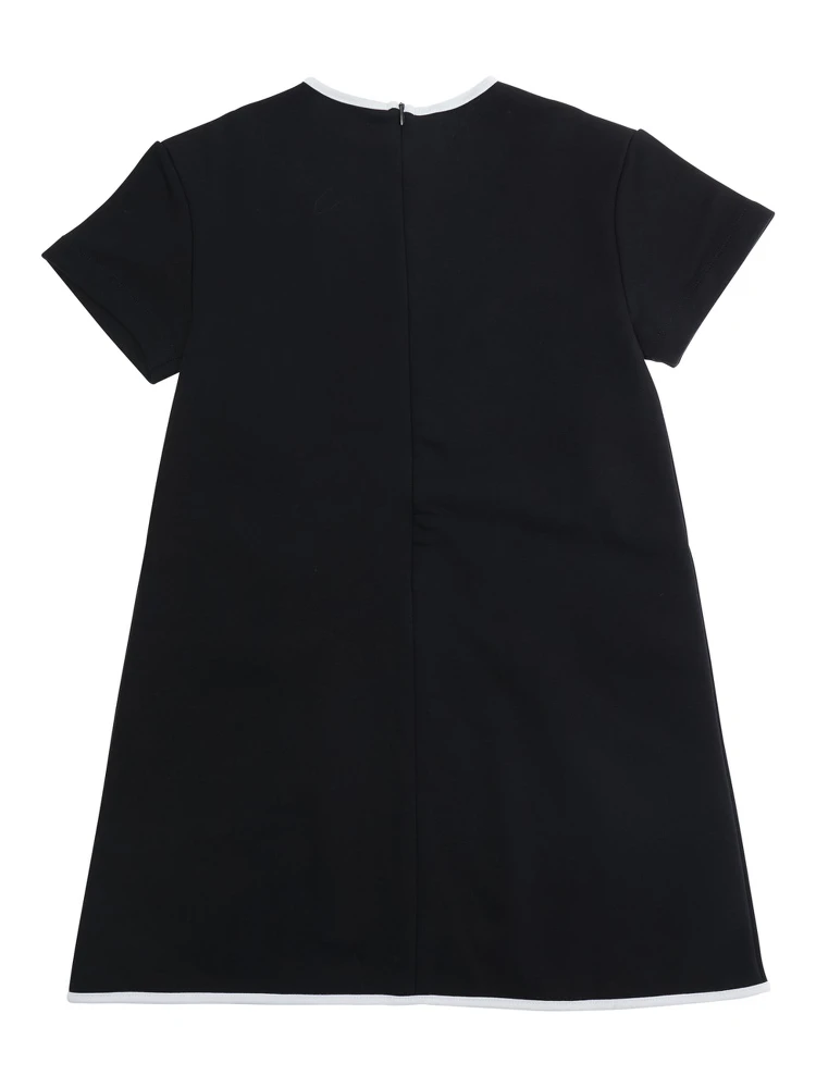 Black Dress with Logo Lettering on the Front and Contrasting Details on the Front in Cotton Girl alternative
