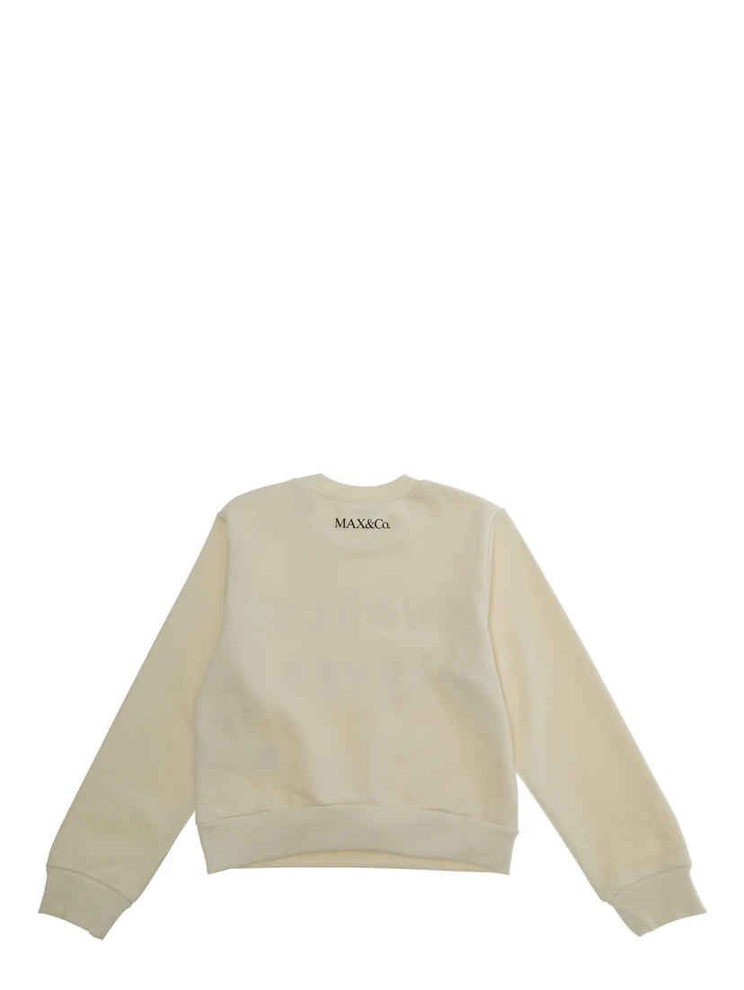 White Crewneck Sweatshirt with Print on the Front in Cotton Girl