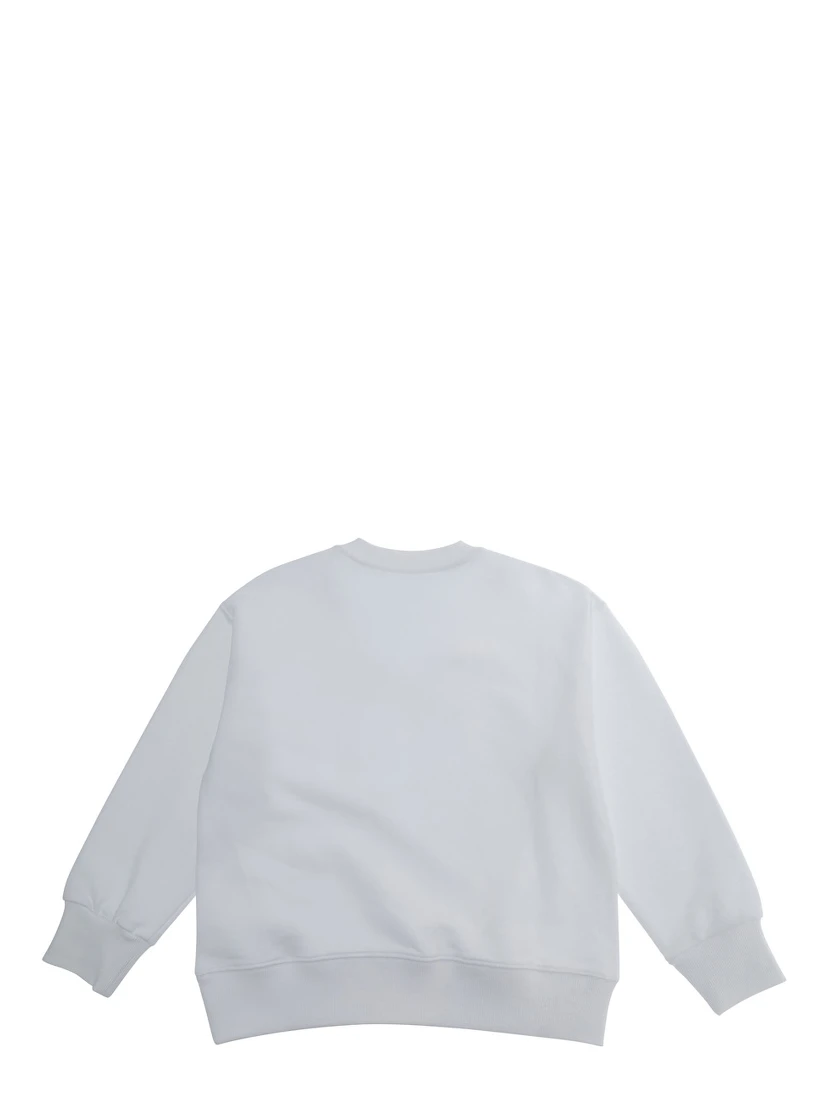 White Crewneck Sweatshirt with Numeric Logo on the Front in Cotton Boy