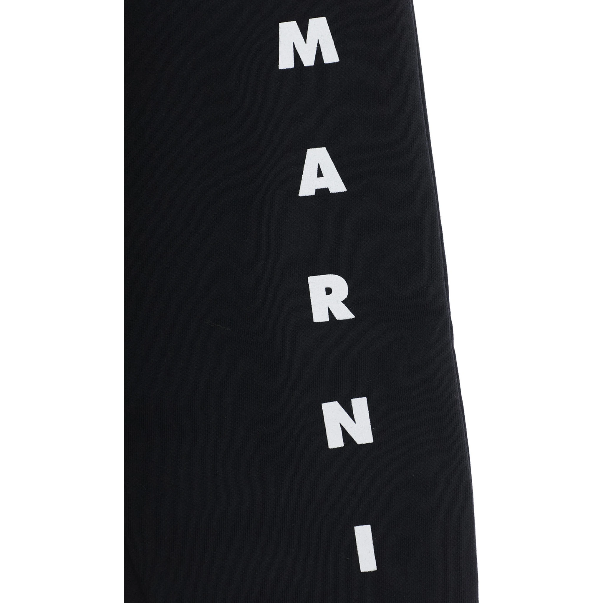 Black Pants with Elastic Waist and Logo Lettering on the Front in Cotton Boy