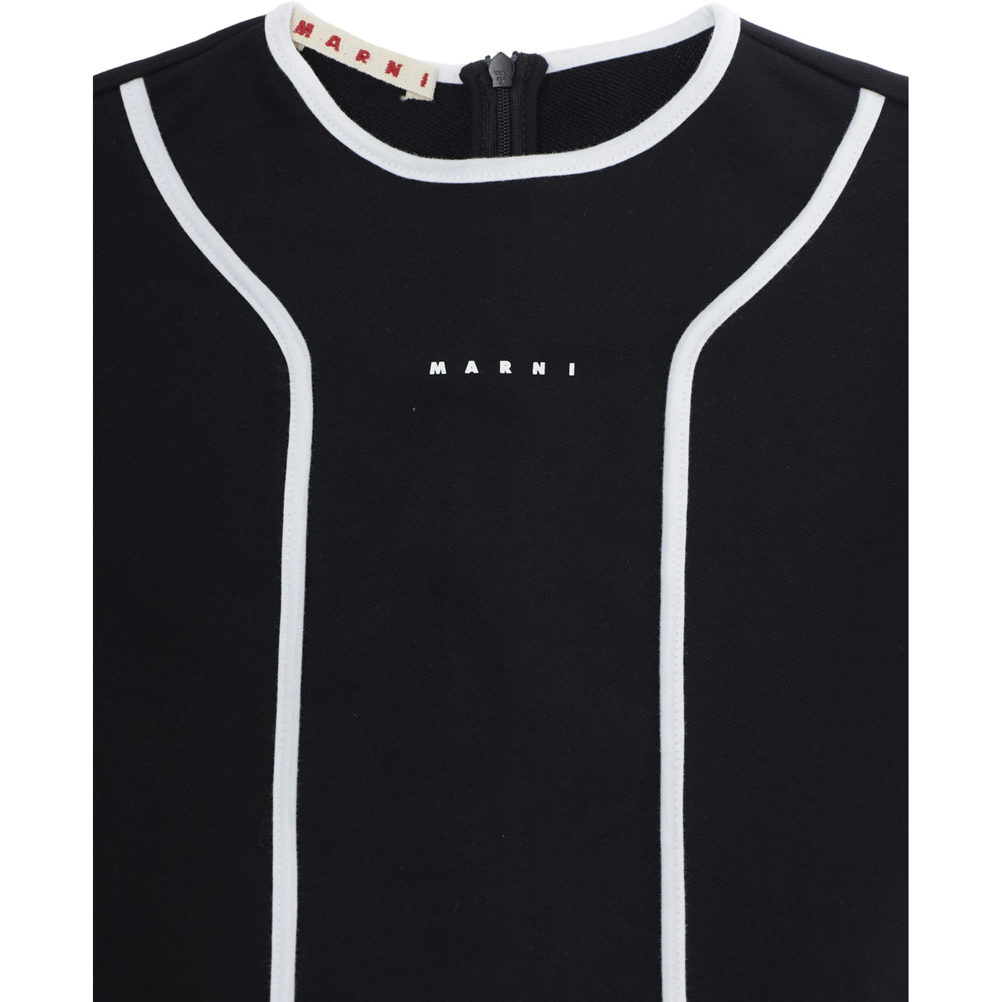 Black Dress with Logo Lettering on the Front and Contrasting Details on the Front in Cotton Girl