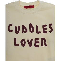 White Crewneck Sweatshirt with Print on the Front in Cotton Girl