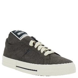 OneSTR Black Sneaker with Extended Tongue and Fur Design in Leather Unisex