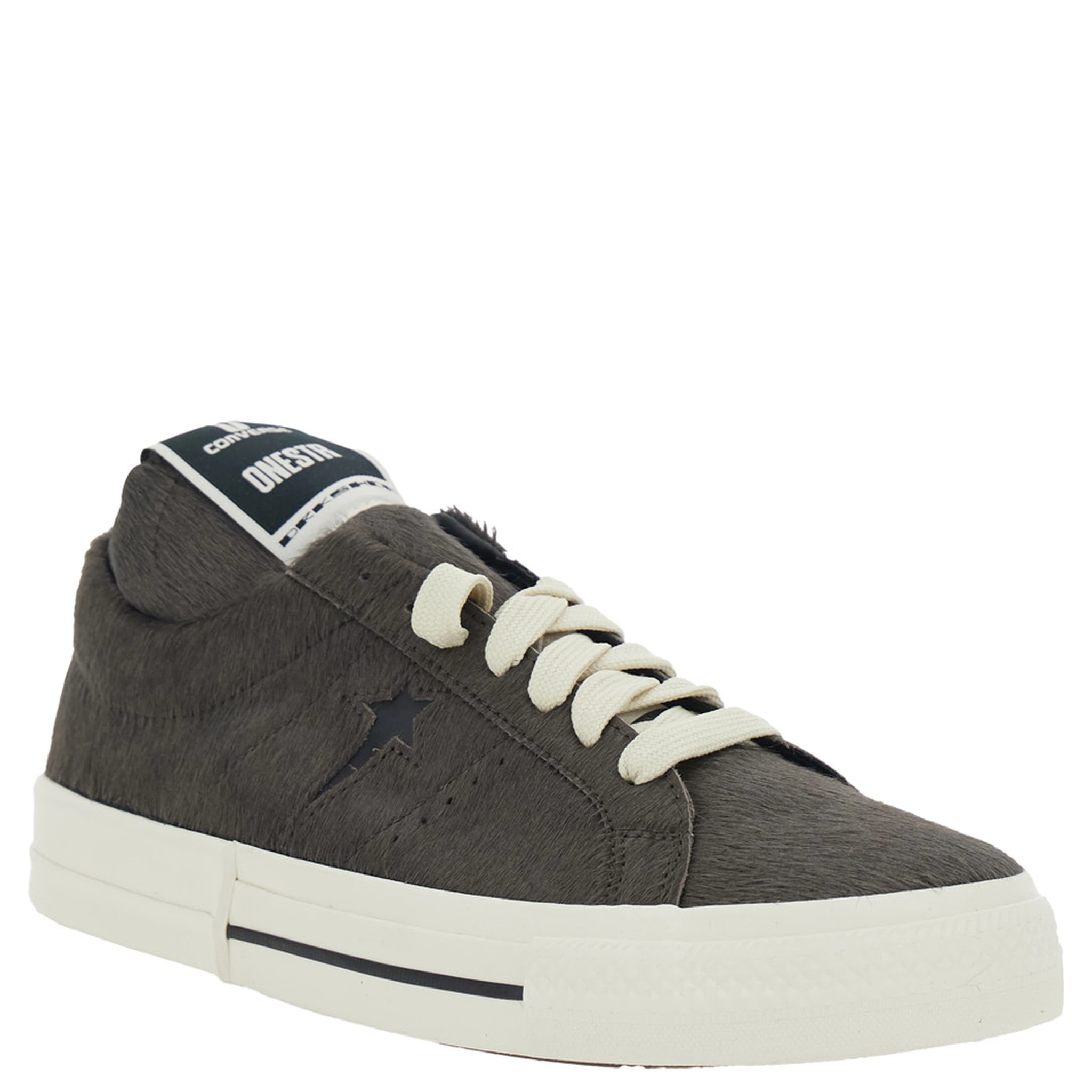 OneSTR Black Sneaker with Extended Tongue and Fur Design in Leather Unisex