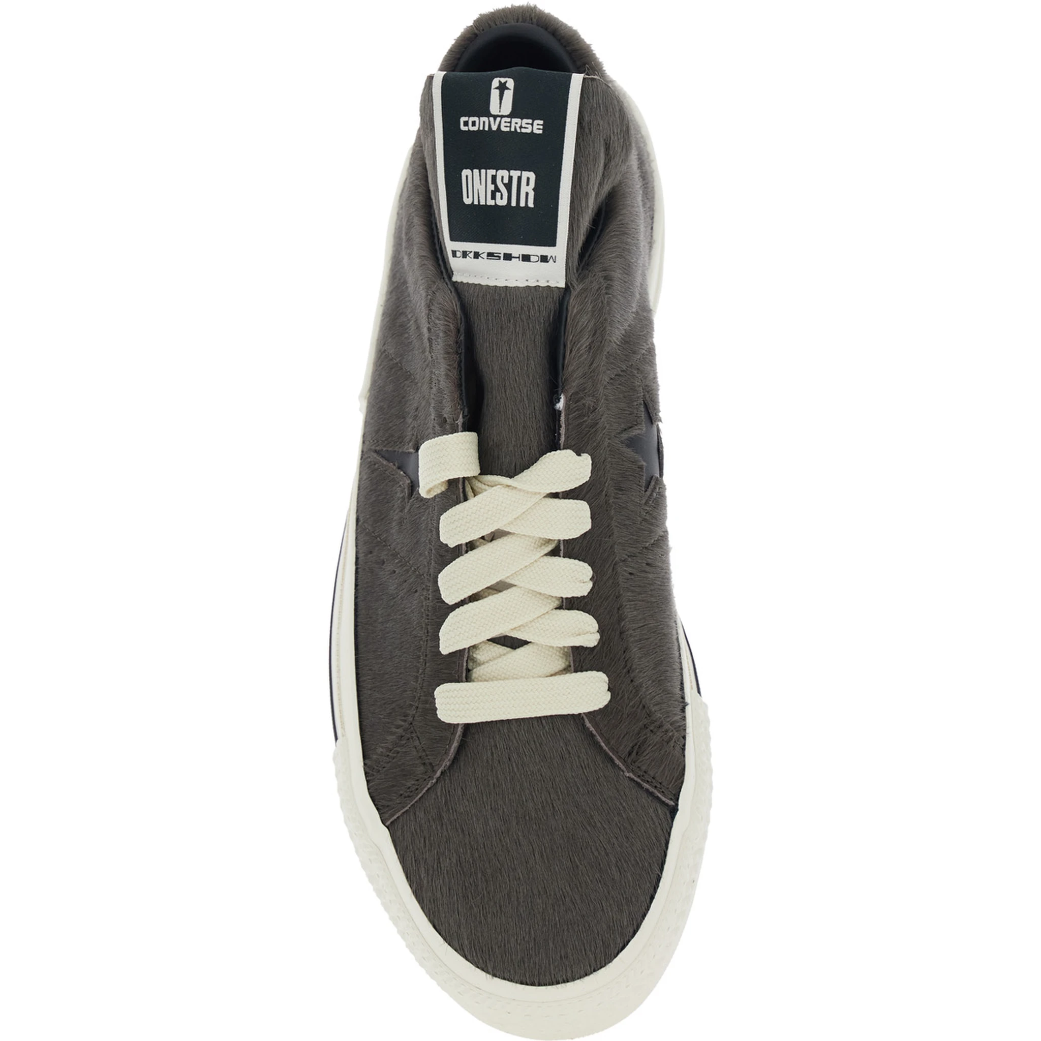 OneSTR Black Sneaker with Extended Tongue and Fur Design in Leather Unisex