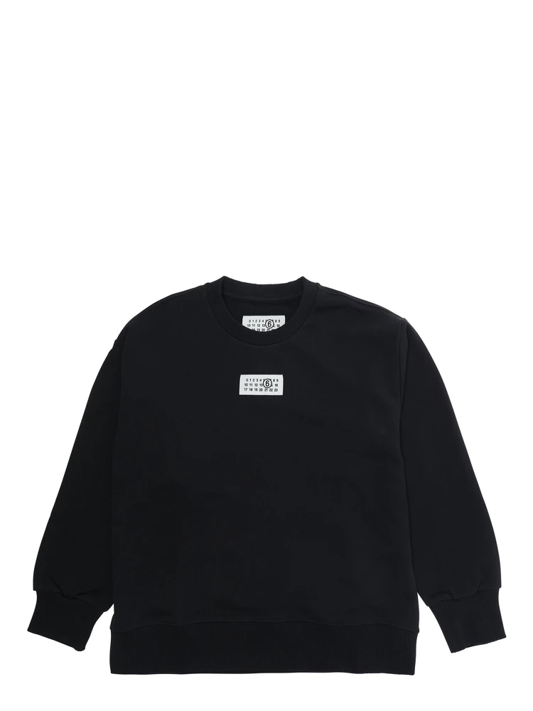 Black Crewneck Sweatshirt with Numeric Logo on the Front in Cotton Boy
