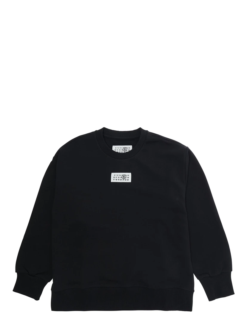 Black Crewneck Sweatshirt with Numeric Logo on the Front in Cotton Boy