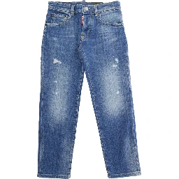 Stanislav Blue Jeans with Ripped Details and Logo Patch on the Rear in Denim Boy