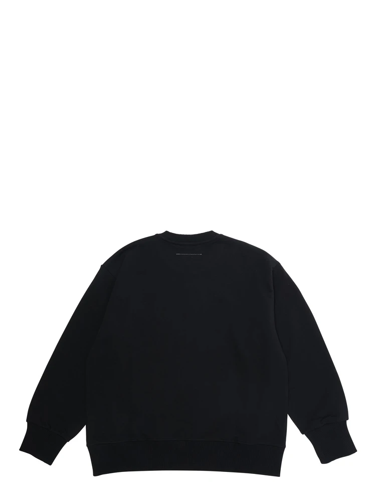 Black Crewneck Sweatshirt with Numeric Logo on the Front in Cotton Boy alternative