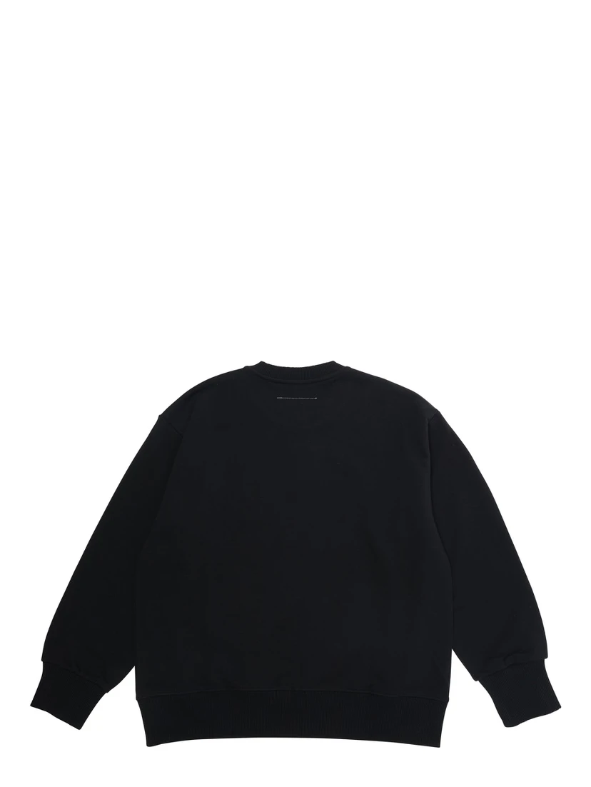 Black Crewneck Sweatshirt with Numeric Logo on the Front in Cotton Boy
