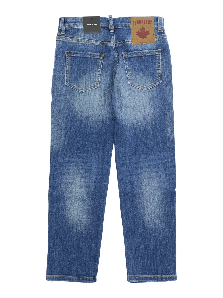 Stanislav Blue Jeans with Ripped Details and Logo Patch on the Rear in Denim Boy alternative