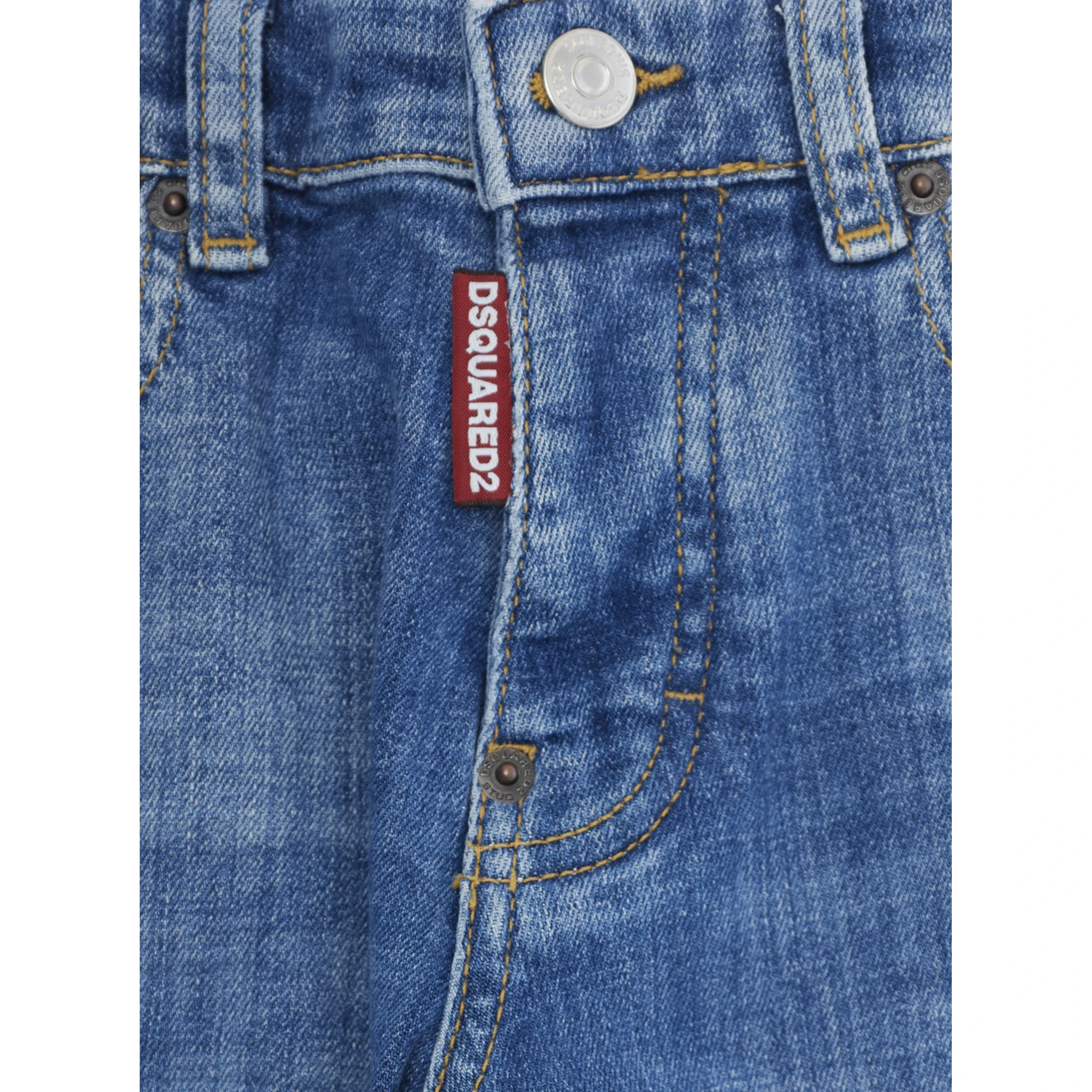 Stanislav Blue Jeans with Ripped Details and Logo Patch on the Rear in Denim Boy