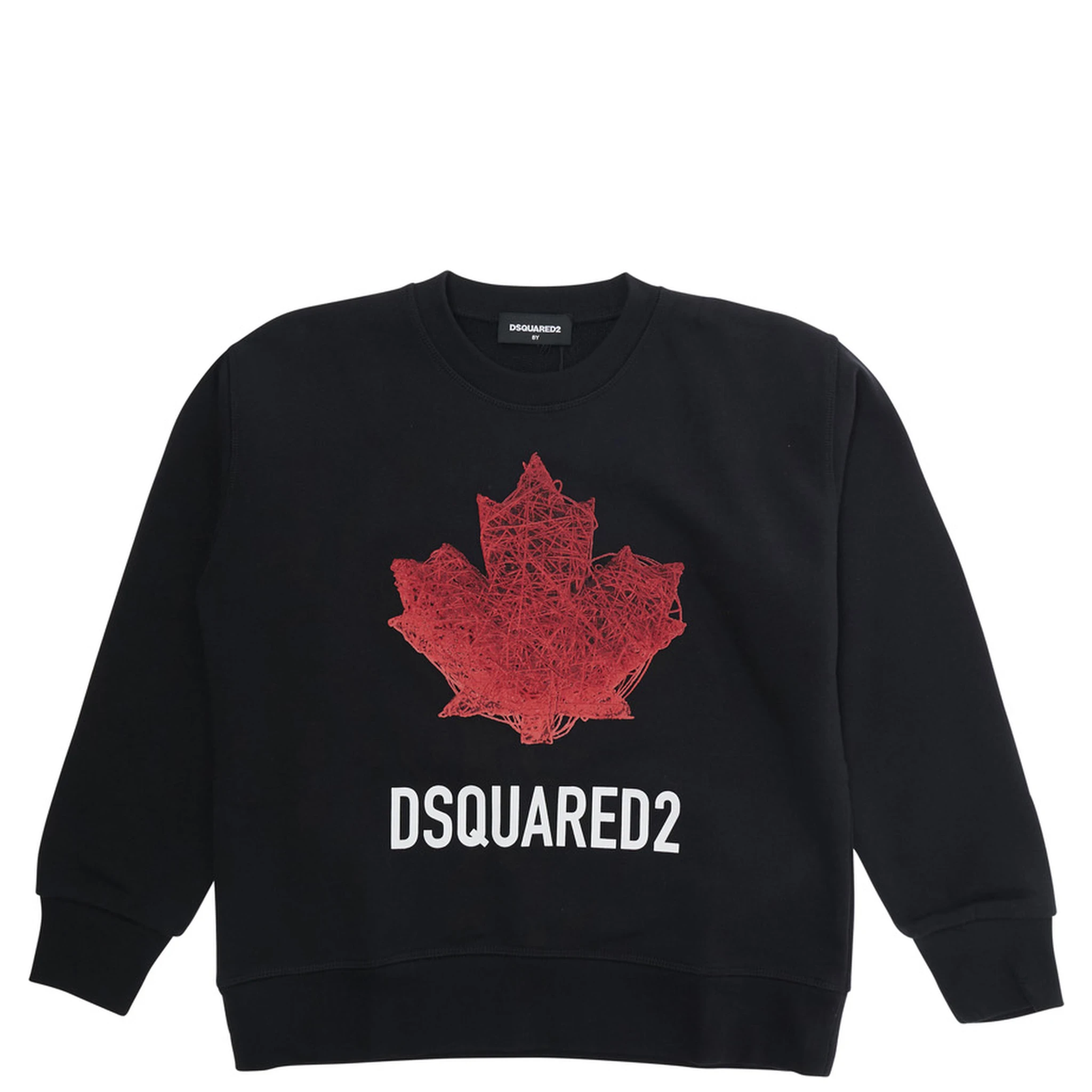 Black Crewneck Sweatshirt with Logo Lettering on the Front in Cotton Boy