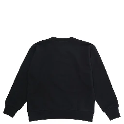 Black Crewneck Sweatshirt with Logo Lettering on the Front in Cotton Boy