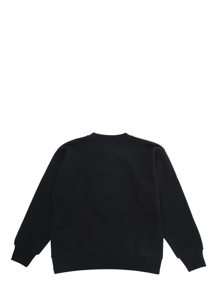 سويت شيرت أسود برقبة دائرية وشعار مطبوع على الجهة الأمامية من القطن alternative