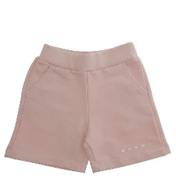 Pink Shorts with Logo Lettering on the Front in Cotton Baby