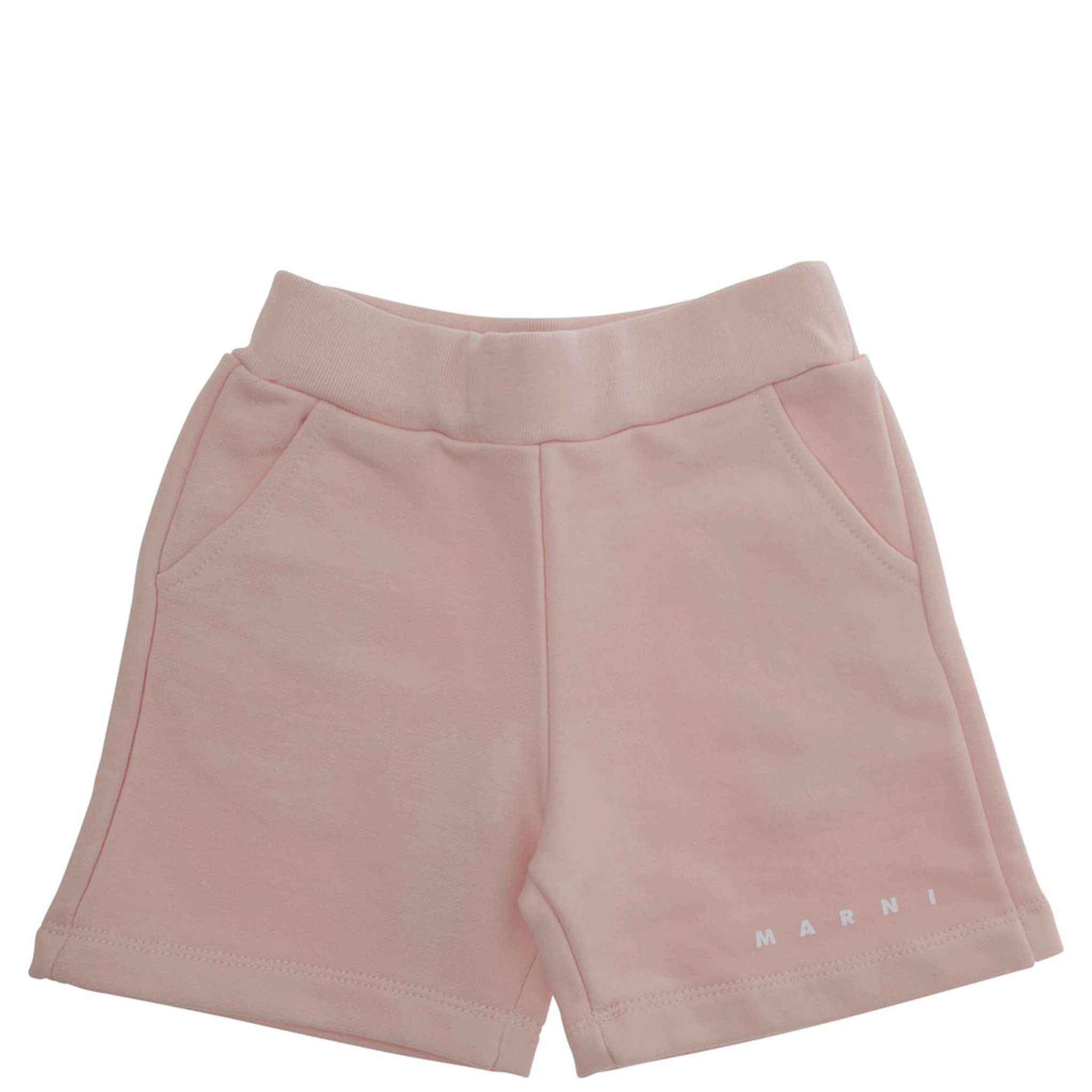 Pink Shorts with Logo Lettering on the Front in Cotton Baby