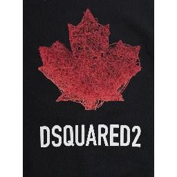 Black Crewneck Sweatshirt with Logo Lettering on the Front in Cotton Boy