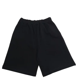 Black Shorts with Elastic Waist and Logo Lettering on the Front in Cotton Boy