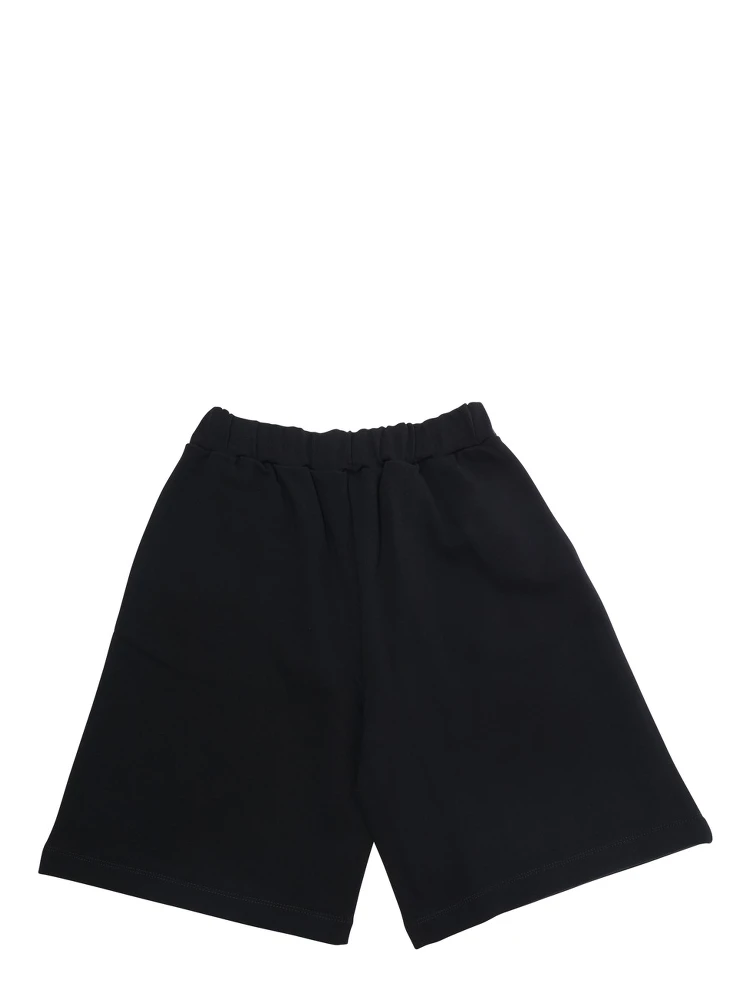Black Shorts with Elastic Waist and Logo Lettering on the Front in Cotton Boy alternative