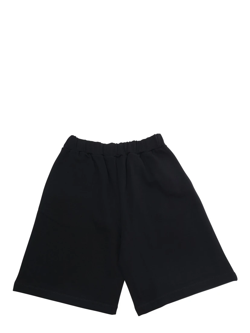 Black Shorts with Elastic Waist and Logo Lettering on the Front in Cotton Boy