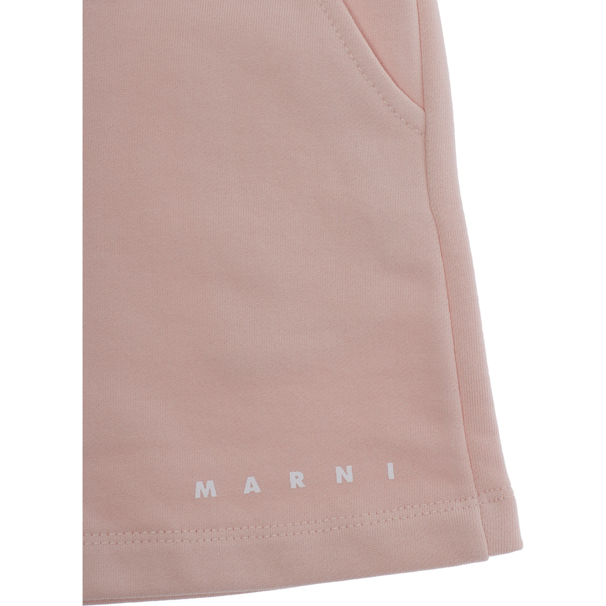 Pink Shorts with Logo Lettering on the Front in Cotton Baby