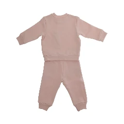 Pink Sweatshirt and Pants Set with Logo Lettering on the Front in Cotton Baby