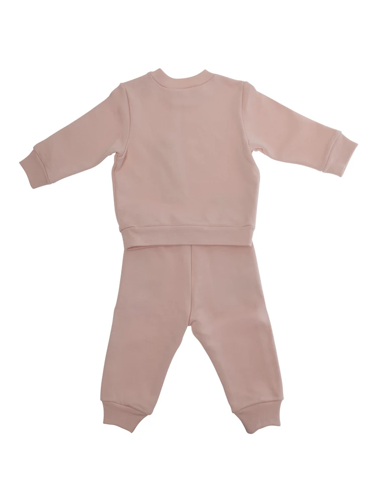Pink Sweatshirt and Pants Set with Logo Lettering on the Front in Cotton Baby alternative