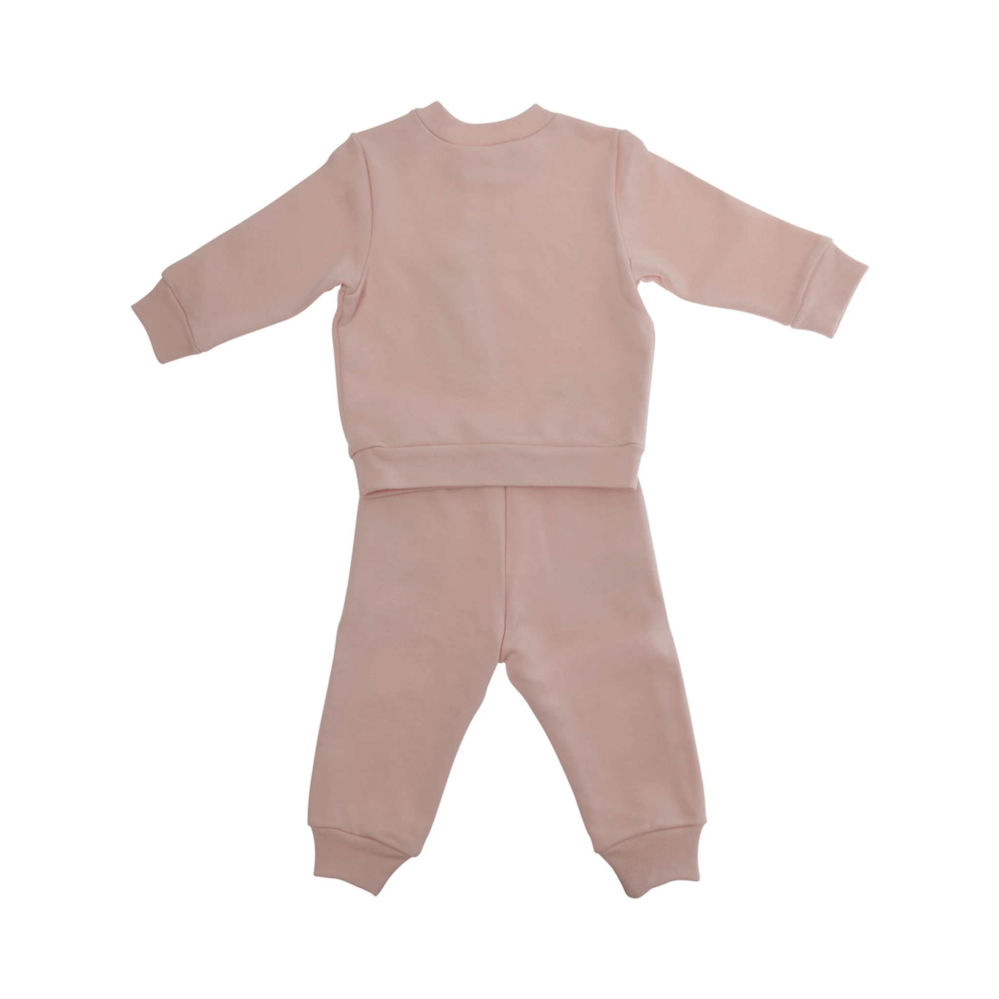 Pink Sweatshirt and Pants Set with Logo Lettering on the Front in Cotton Baby