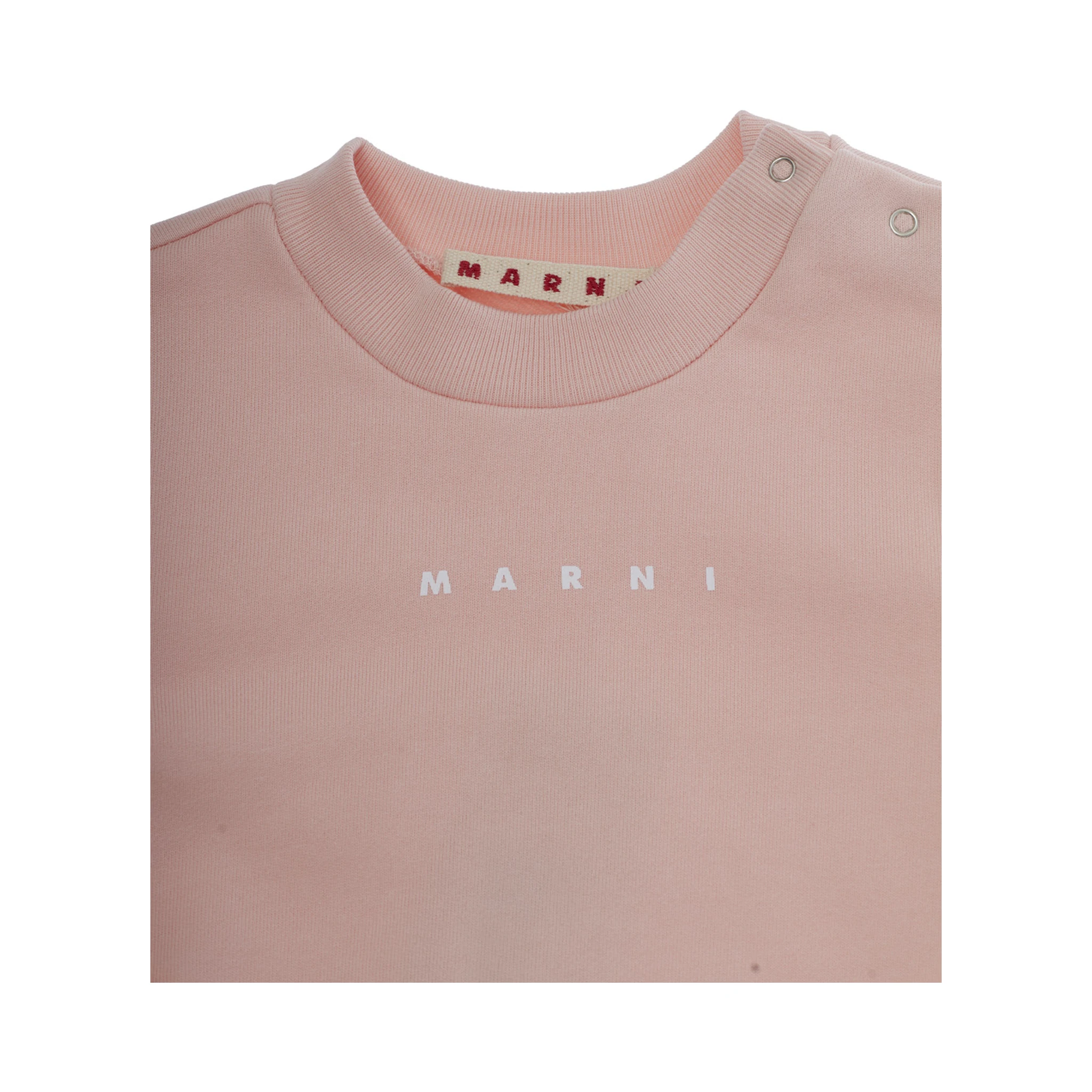 Pink Sweatshirt and Pants Set with Logo Lettering on the Front in Cotton Baby