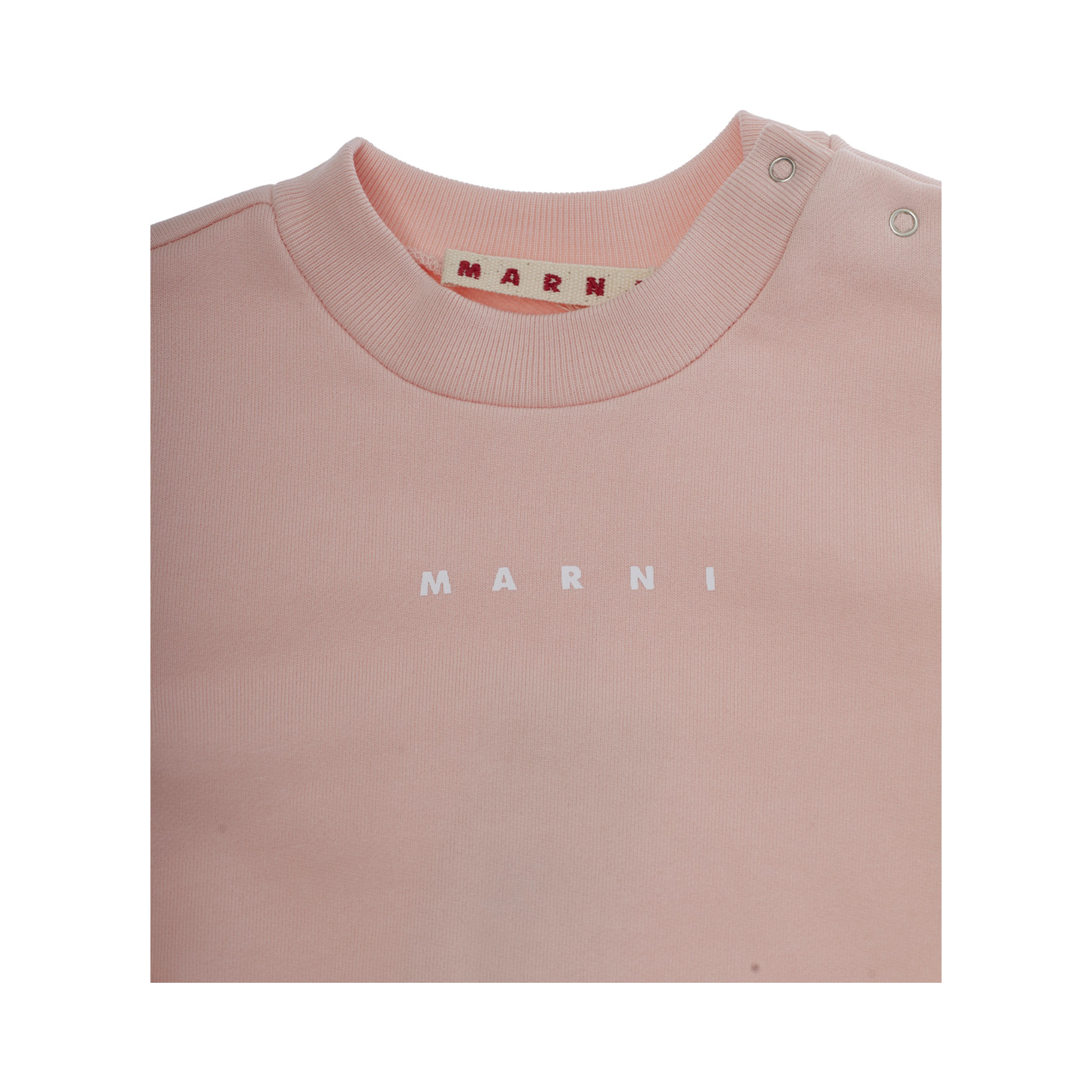 Pink Sweatshirt and Pants Set with Logo Lettering on the Front in Cotton Baby