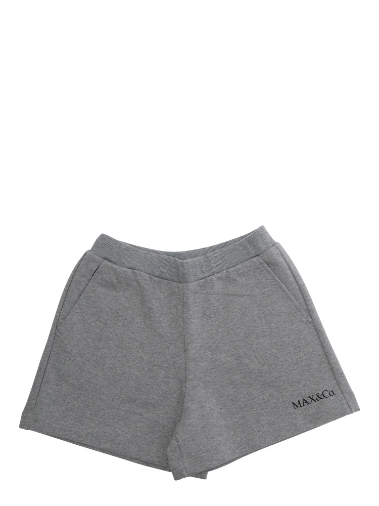 Grey Shorts with Elastic Waist and Logo Lettering on the Front in Cotton Girl